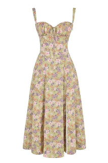 BloomCinch – Sculpted Elegance Floral Dress
