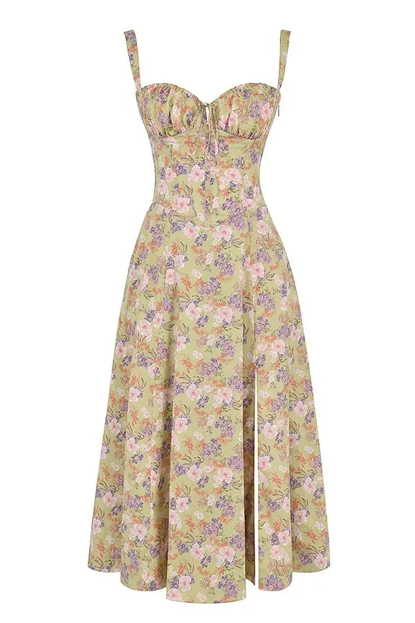 BloomCinch – Sculpted Elegance Floral Dress