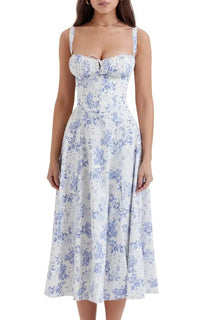 BloomCinch – Sculpted Elegance Floral Dress