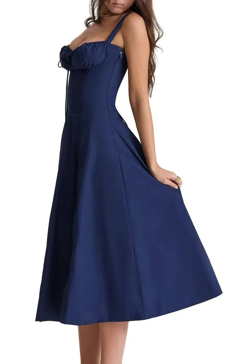 BloomCinch – Sculpted Elegance Floral Dress