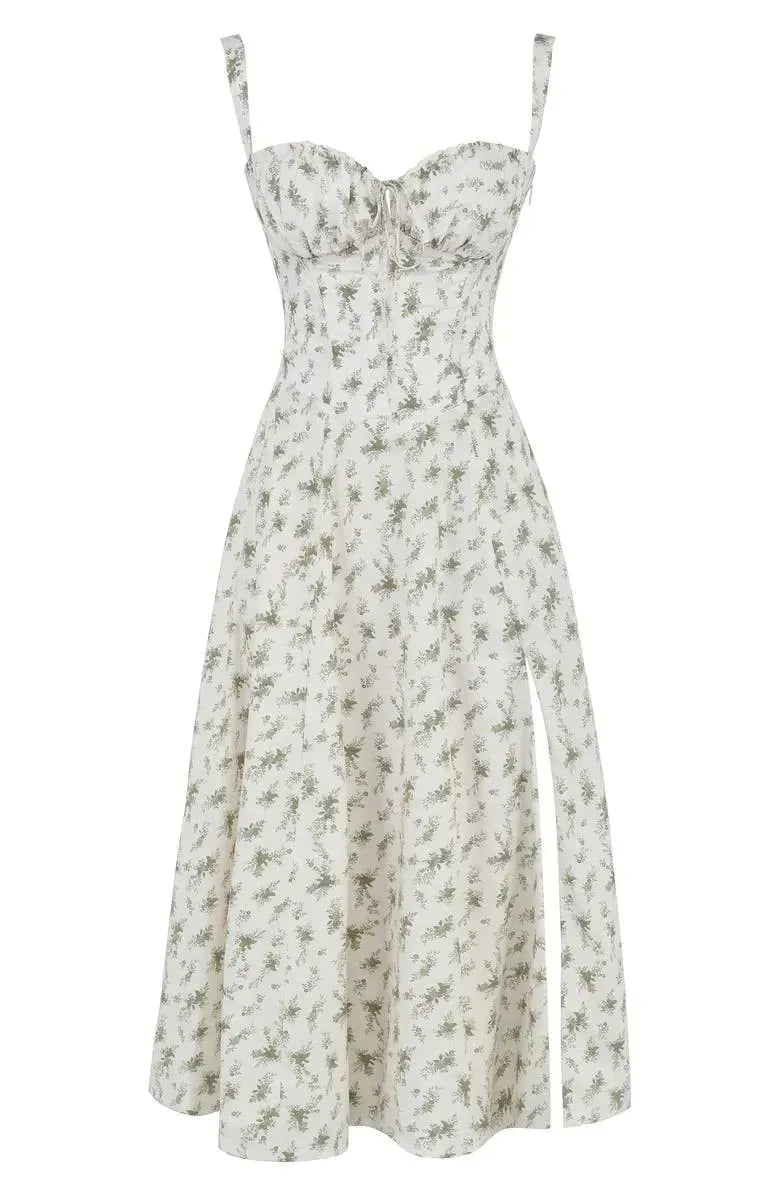 BloomCinch – Sculpted Elegance Floral Dress