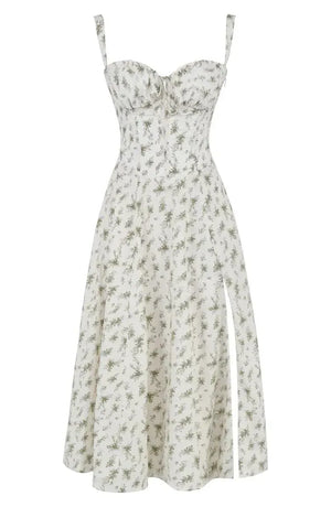 BloomCinch – Sculpted Elegance Floral Dress