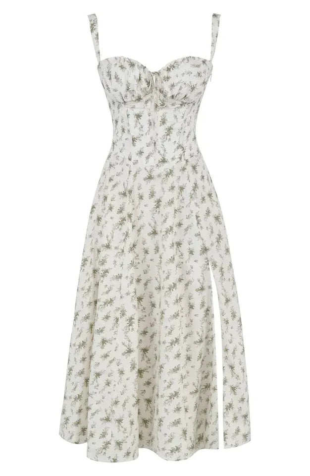 BloomCinch – Sculpted Elegance Floral Dress