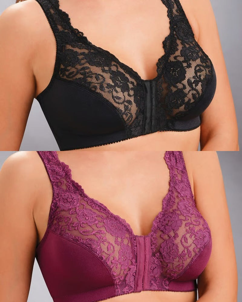 CurveEase – Front Hook Lace Support Bra