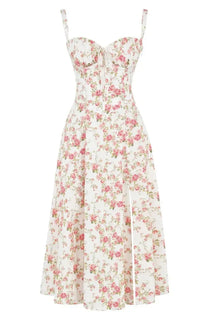 BloomCinch – Sculpted Elegance Floral Dress