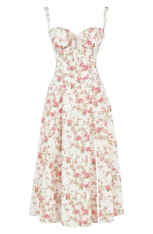 BloomCinch – Sculpted Elegance Floral Dress