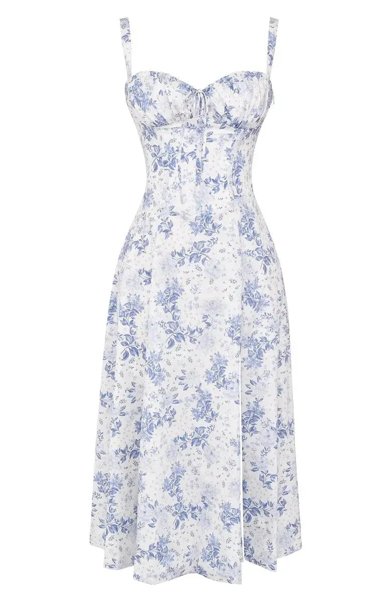 BloomCinch – Sculpted Elegance Floral Dress