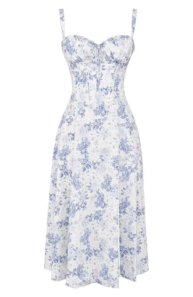 BloomCinch – Sculpted Elegance Floral Dress