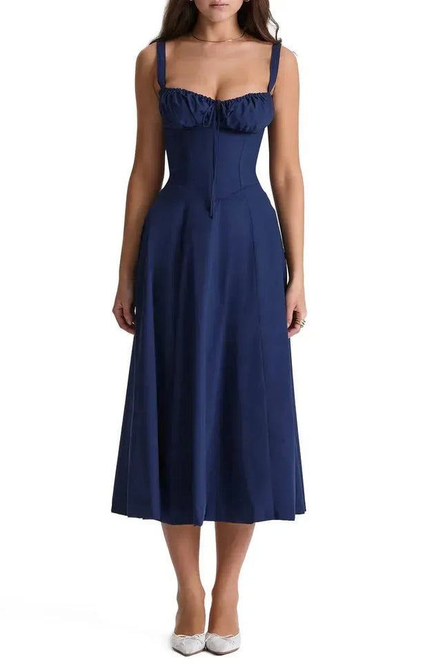 BloomCinch – Sculpted Elegance Floral Dress
