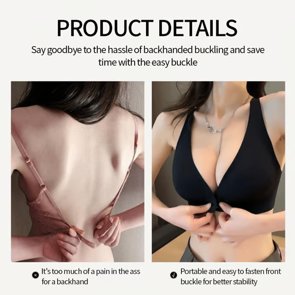 VivaLift – Deep V Front Closure Wireless Push Up Bra