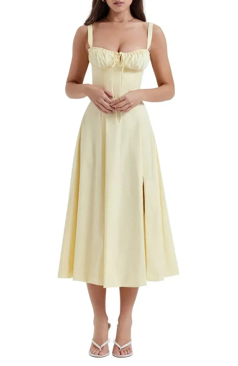 BloomCinch – Sculpted Elegance Floral Dress