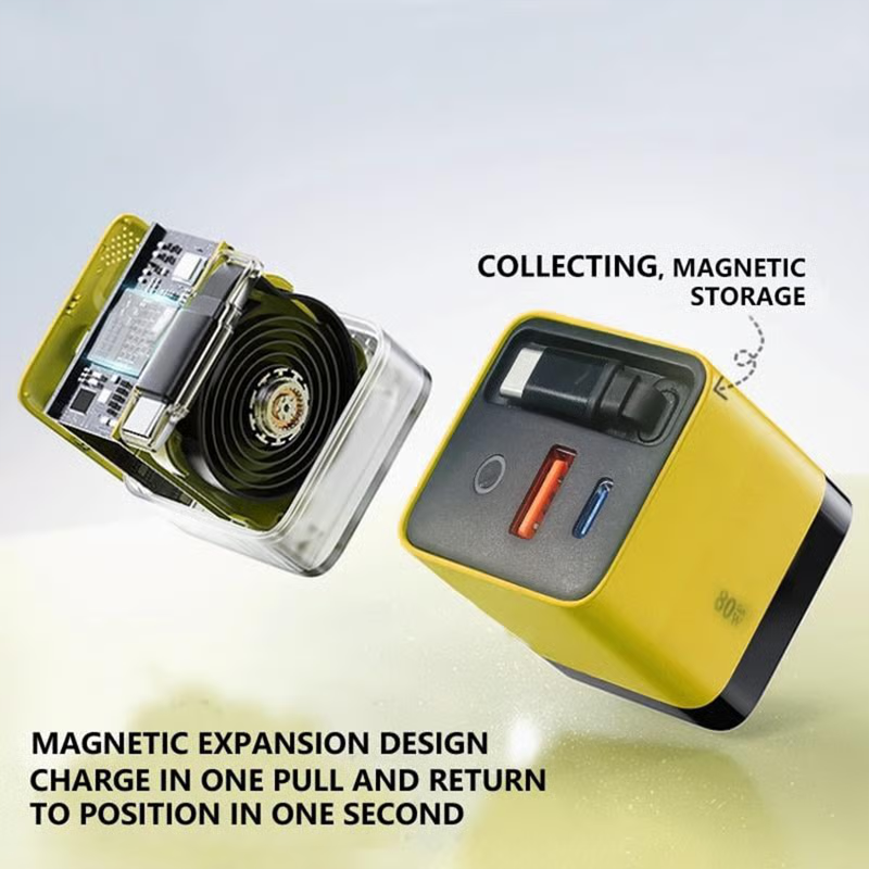 FlexCharge | 80W GaN Fast Charger with Built-in Type-C