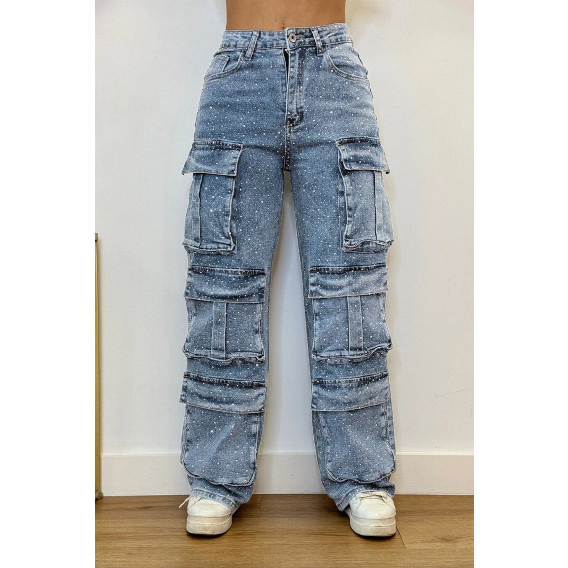 Midnight Shine | Rhinestone Streetwear Jeans