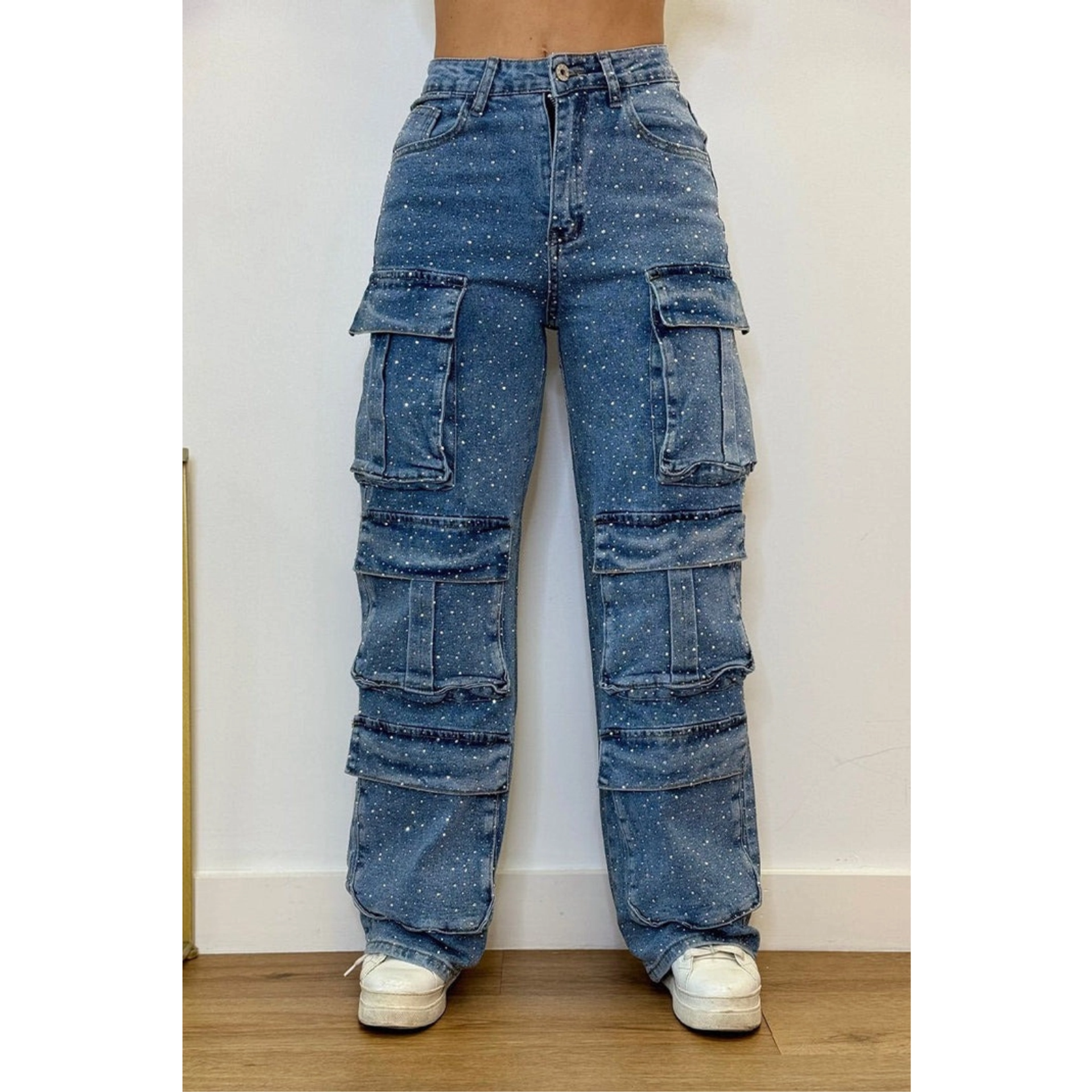 Midnight Shine | Rhinestone Streetwear Jeans