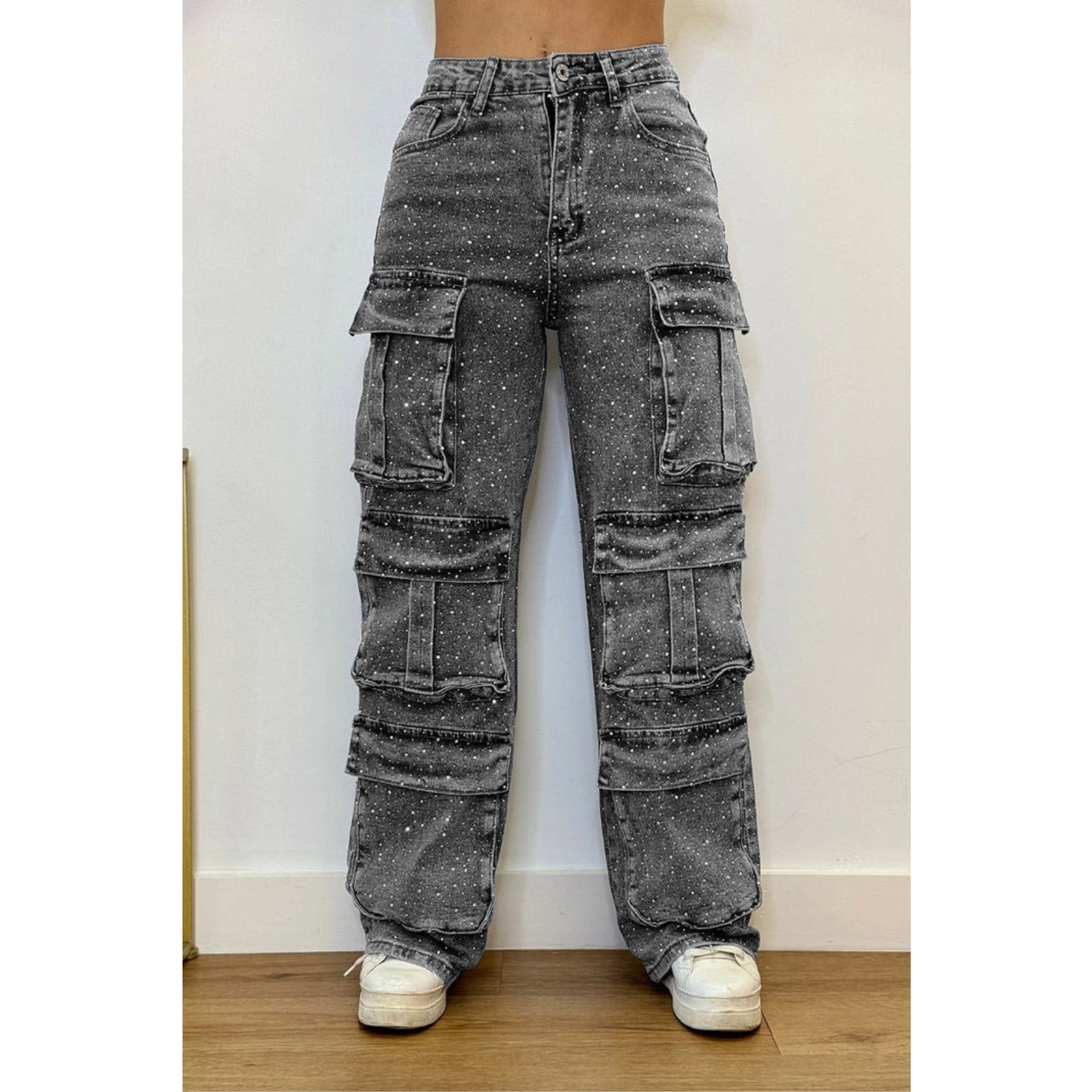 Midnight Shine | Rhinestone Streetwear Jeans