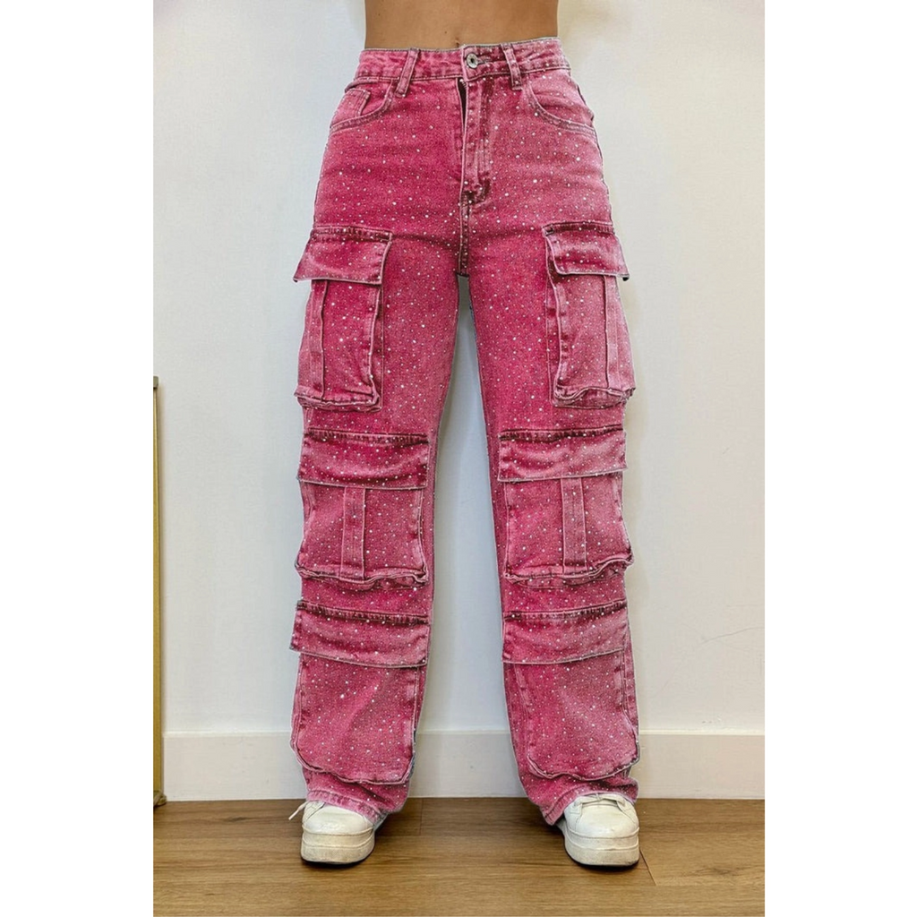 Midnight Shine | Rhinestone Streetwear Jeans