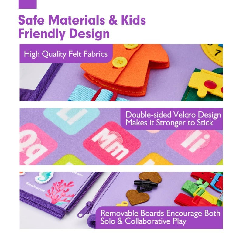 EduDino | 7-in-1 Montessori Busy Board for Smart Toddlers