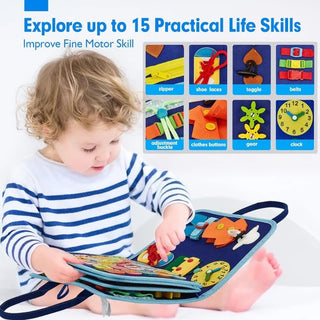 EduDino | 7-in-1 Montessori Busy Board for Smart Toddlers