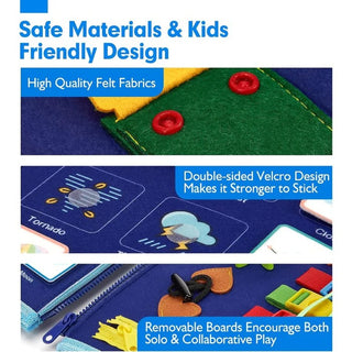 EduDino | 7-in-1 Montessori Busy Board for Smart Toddlers