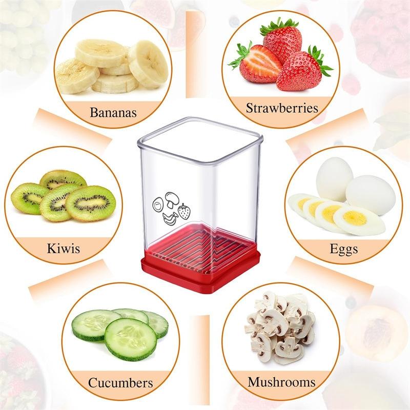 QuickSlice Fruit & Vegetable Cup Slicer with Push Plate Kitchen Cutter