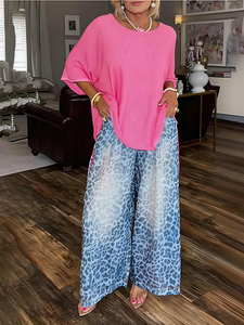 DenimLuxe – Gradient Leopard Wide Leg Jeans