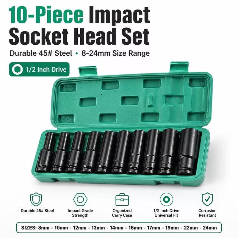GripMaster | 10-Piece Strong Grip Socket Set