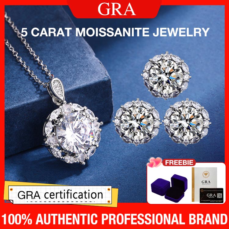 Mid-Year Sale - Second ring only 699₱ - Shining all day - 5 carat moissanite jewelry Set - GRA certificate, free gift box