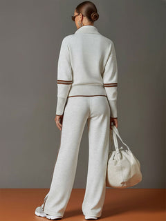 UrbanPulse - Grey-White Half-Zip Tracksuit