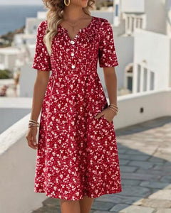 Leichtes florales A-Linien Kleid mit Rüschenkragen – zeitlos & feminin