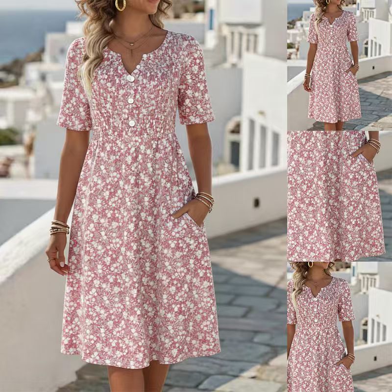Leichtes florales A-Linien Kleid mit Rüschenkragen – zeitlos & feminin