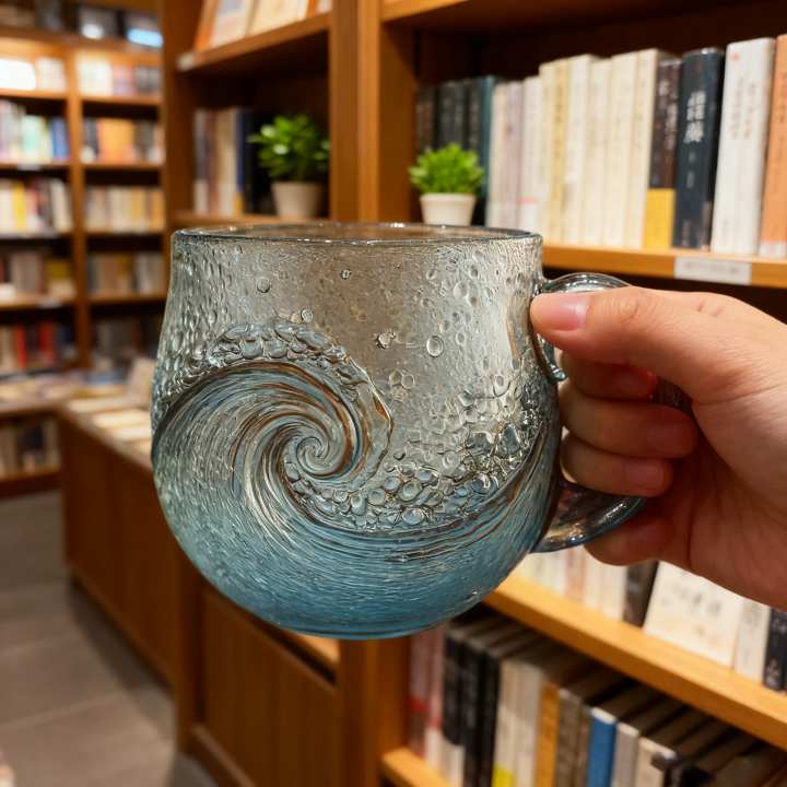 OceanWhirl - Handcrafted Glass Mug | Sip the Sea’s Serenity