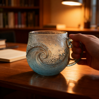 OceanWhirl - Handcrafted Glass Mug | Sip the Sea’s Serenity