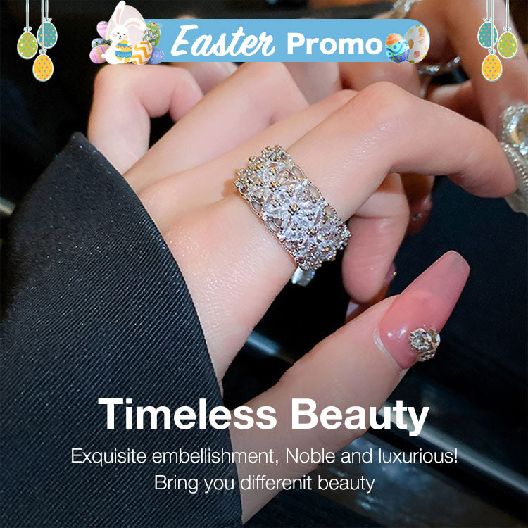 Easter Promotion - Dazzle with Elegance - Moissanite Flower Ring - With GRA certificate and free jewelry box