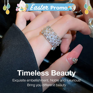 Easter Promotion - Dazzle with Elegance - Moissanite Flower Ring - With GRA certificate and free jewelry box