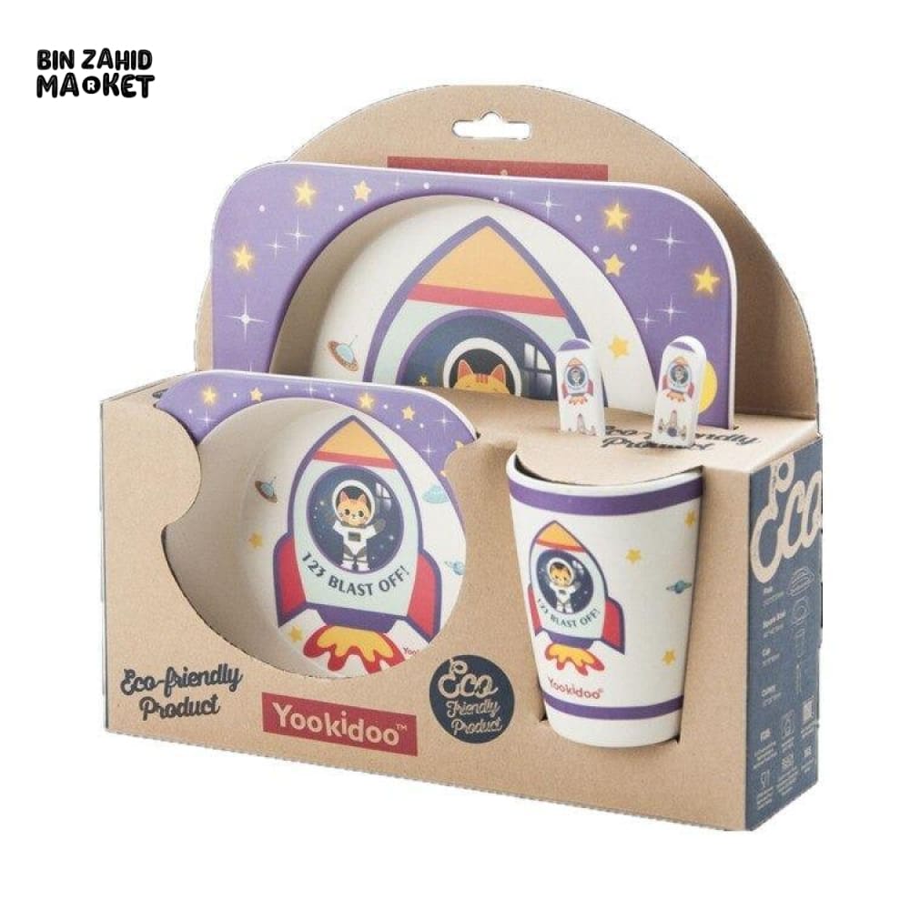KIDS 5IN1 MELAMINE TABLEWARE SET Space Rocket
