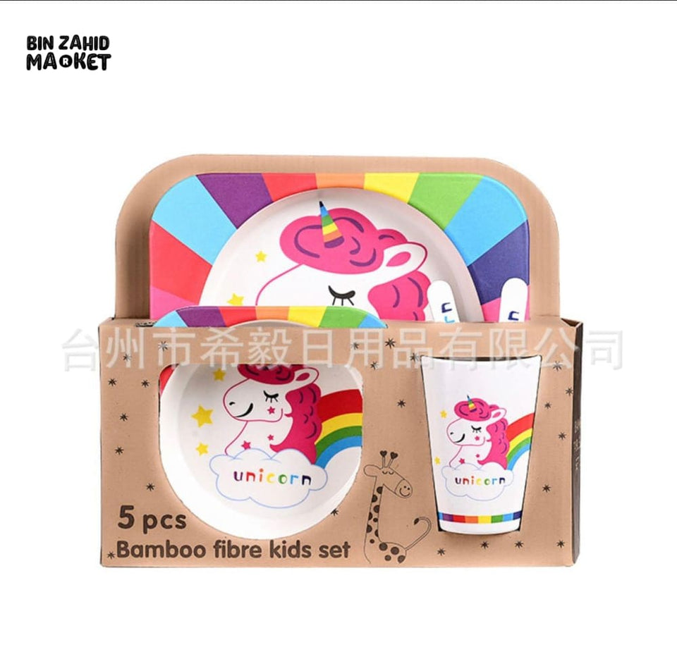 KIDS 5IN1 MELAMINE TABLEWARE SET Unicorn