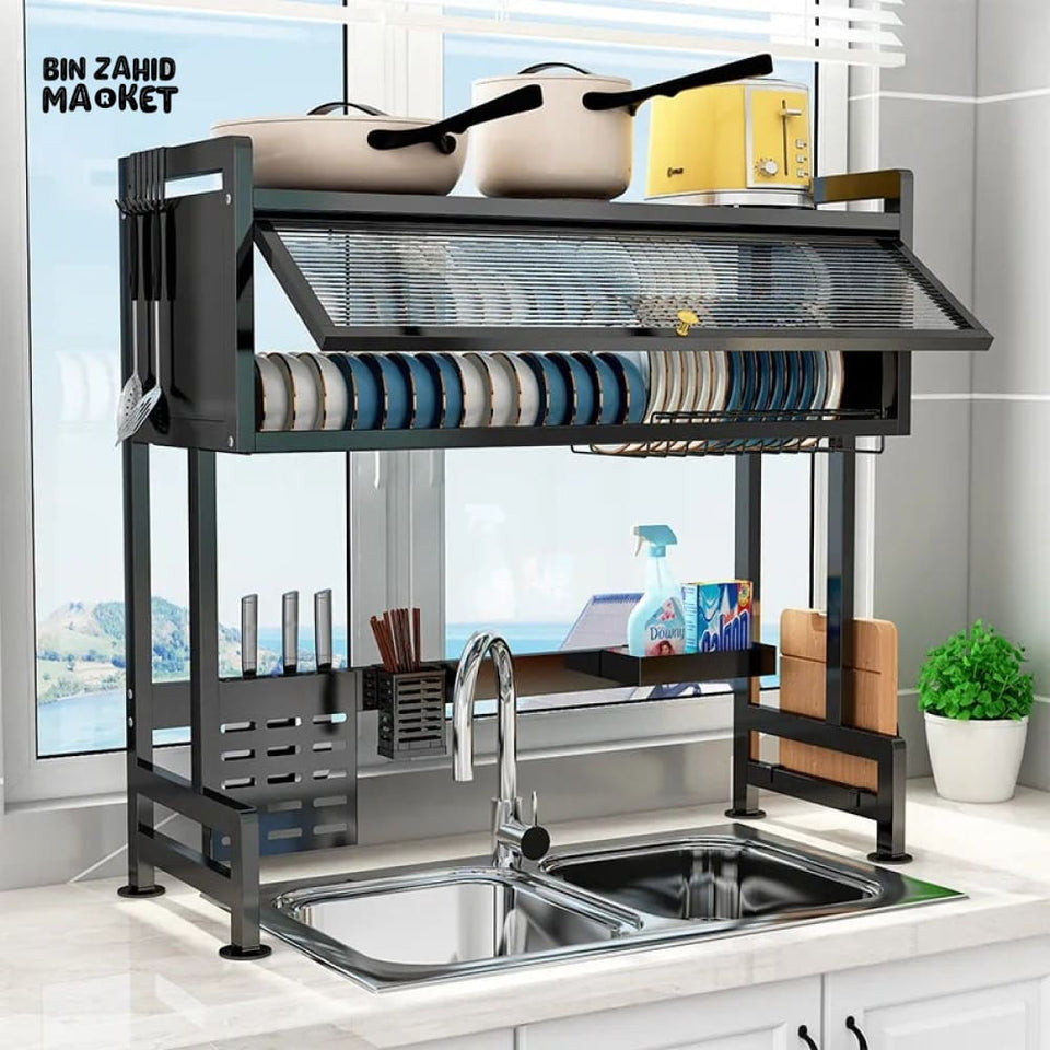 Small Transparent Kitchen Rack LUXORMOVE KITCHEN DISHES RACK - TRANSPARENT CABINET Black