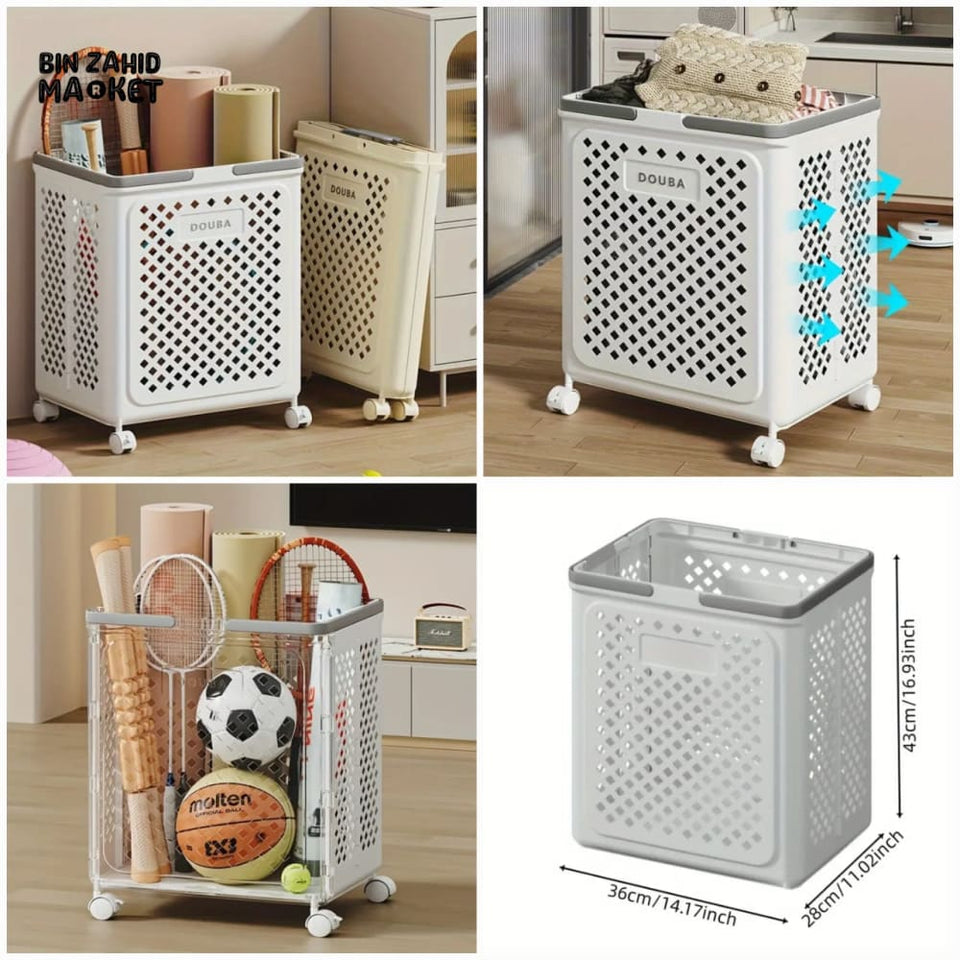 LUXORMOVE MOVEABLE FOLDING LAUNDRY BASKET WITH WHEELS