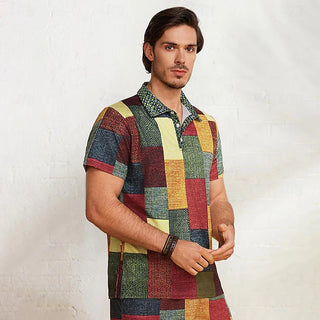 PlaidFlex – Vintage Waffle Polo Shirt