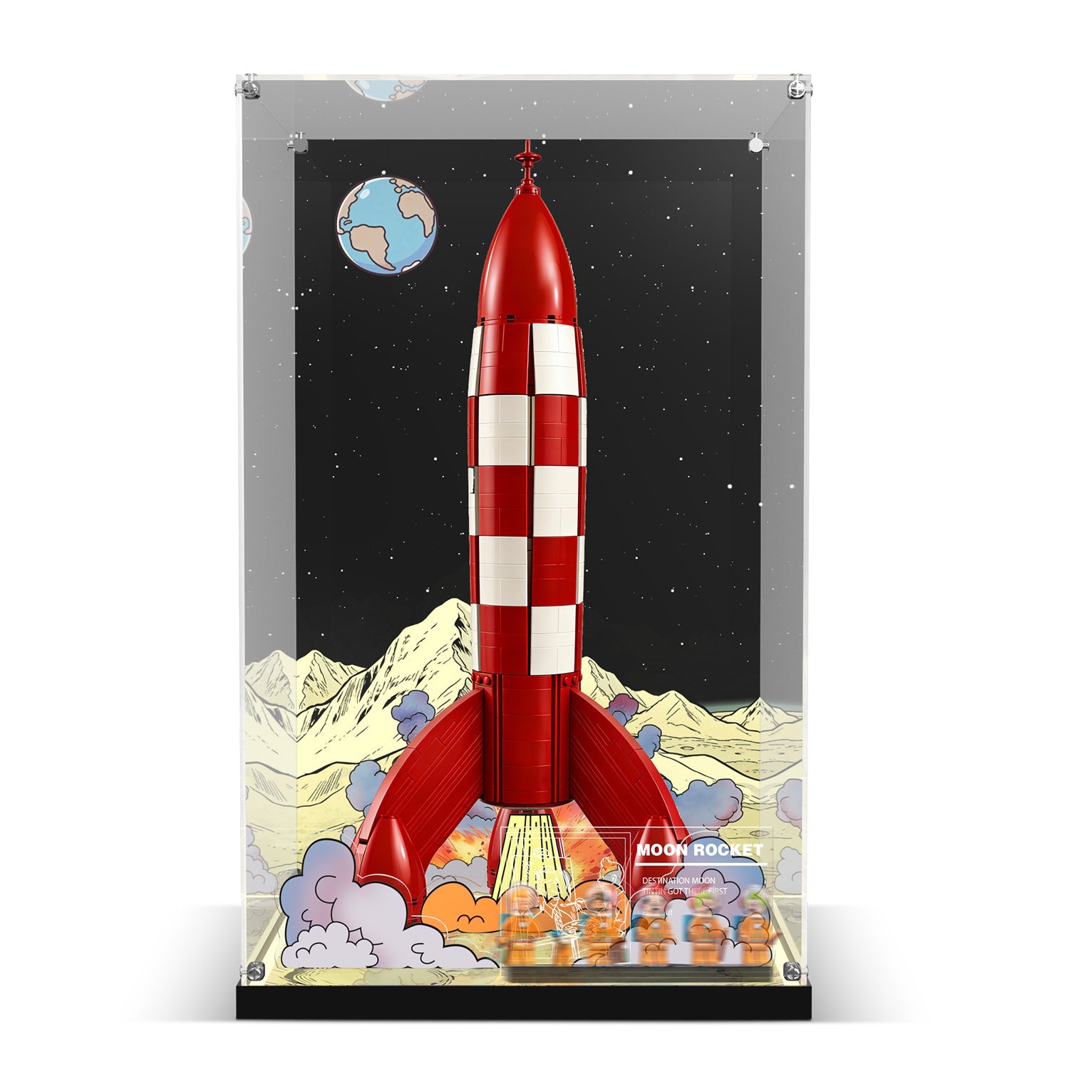 LunarGlow – LED Acrylic Display Case for LEGO® Ideas 21367 Tintin® Moon Rocket (LEGO® Set Not Included)
