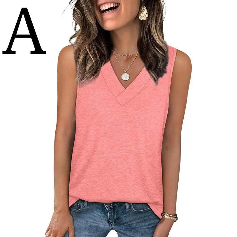 BreezeVee Tank – Loose-Fit V-Neck Sleeveless Top for Women