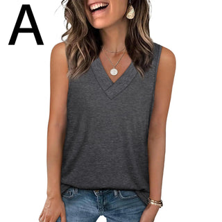 BreezeVee Tank – Loose-Fit V-Neck Sleeveless Top for Women