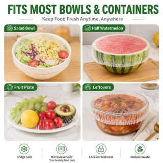 StretchSeal – 100 Disposable Stretch Food Covers for Bowls & Plates