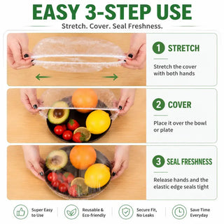 StretchSeal – 100 Disposable Stretch Food Covers for Bowls & Plates