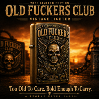 TooOldToCare – Old Fuckers Club Vintage Collectible Metal Lighter, 2026 Limited Edition