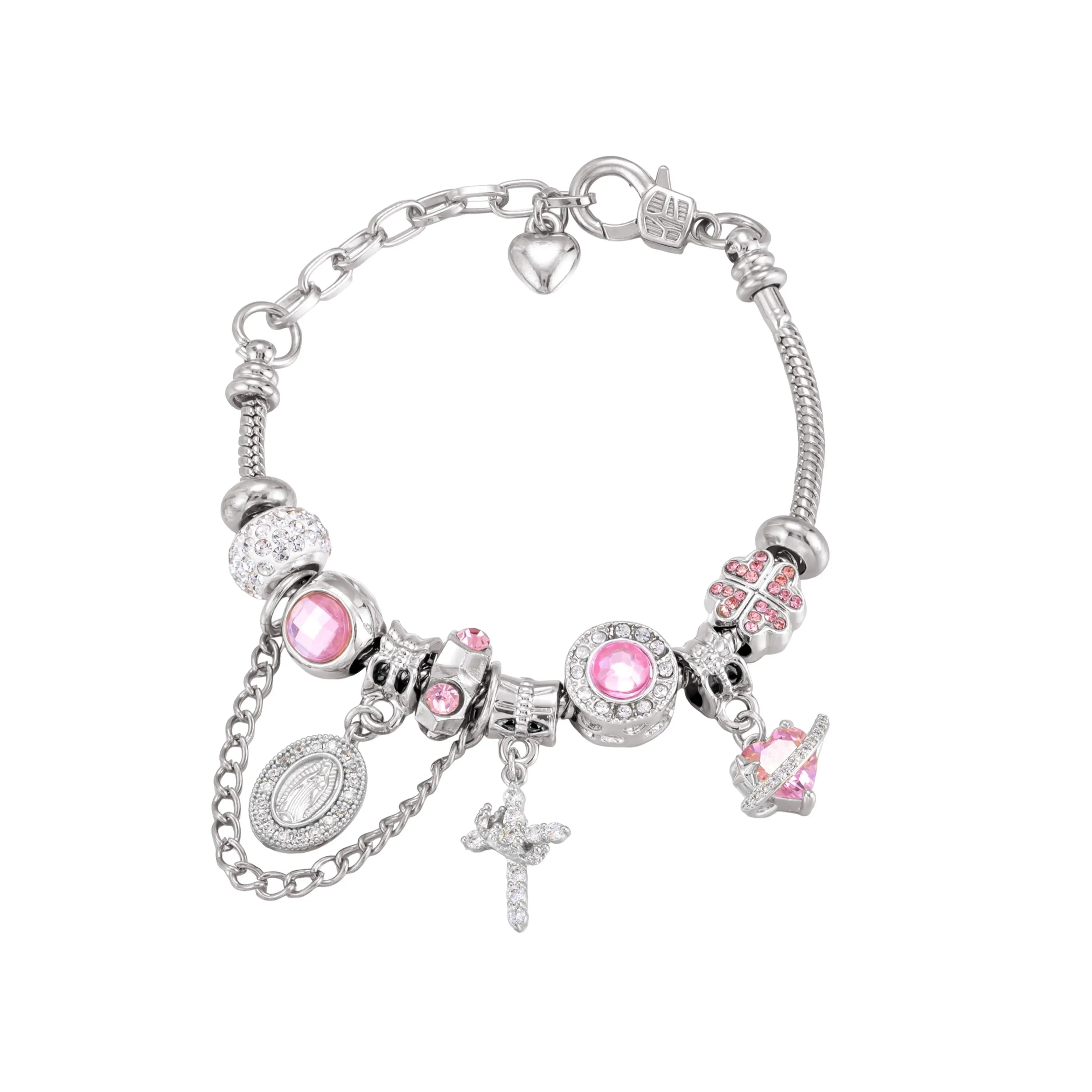 AuroraCharm – Dainty Multi-Element Snake Chain Charm Bracelet in Gold or Silver