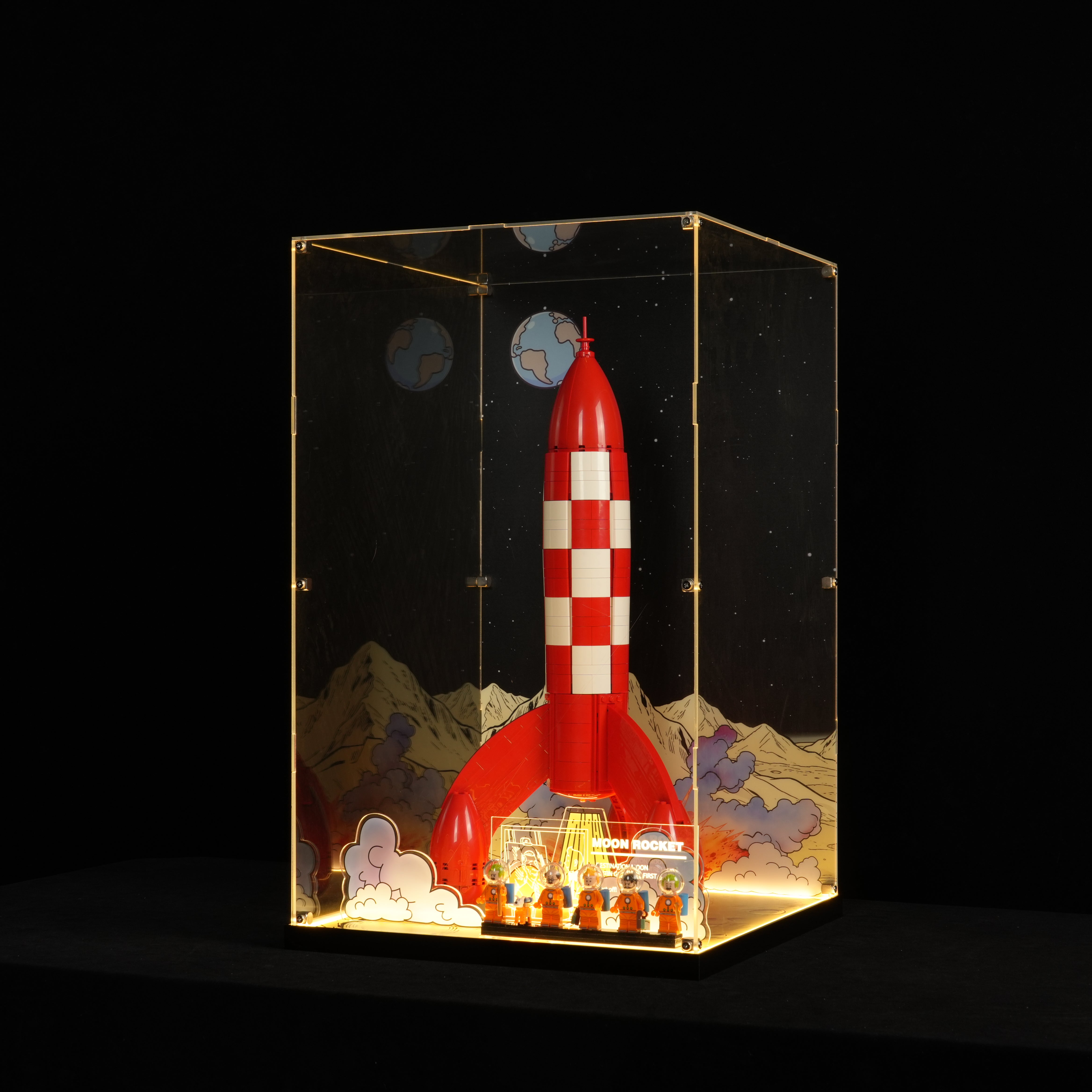 LunarGlow – LED Acrylic Display Case for LEGO® Ideas 21367 Tintin® Moon Rocket (LEGO® Set Not Included)