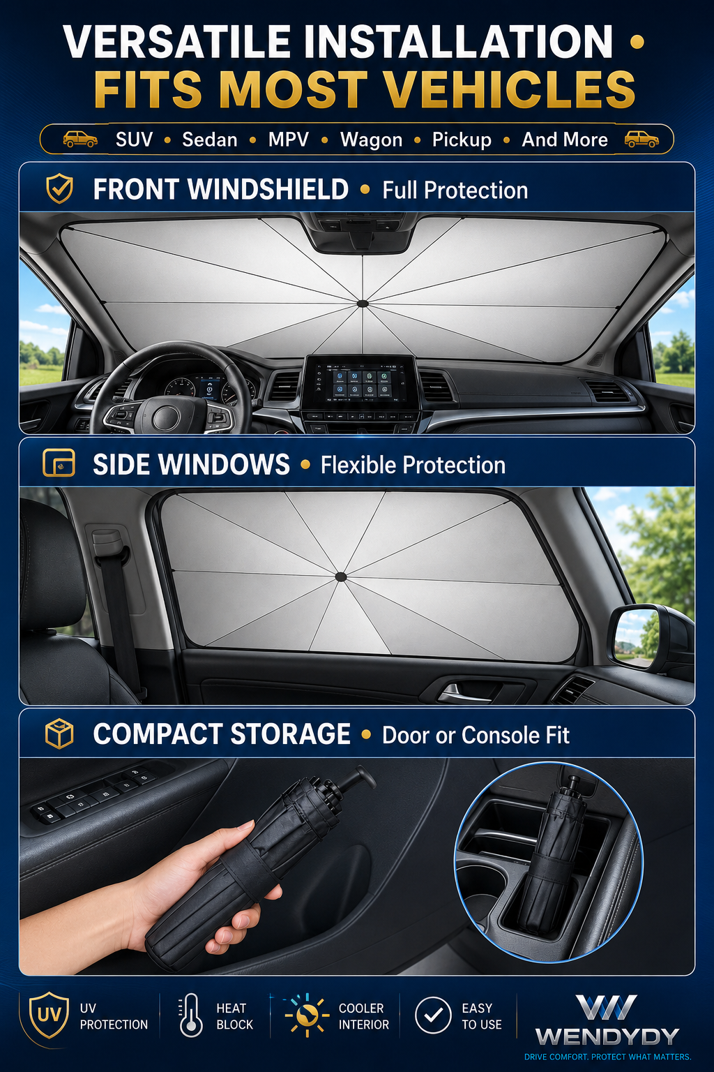 ShadeBrella – Foldable Car Windshield Sun Shade Umbrella