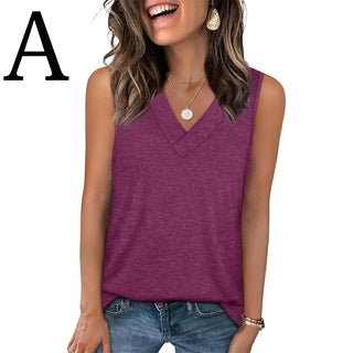 BreezeVee Tank – Loose-Fit V-Neck Sleeveless Top for Women