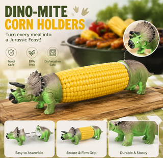 DinoCob – Cute Dinosaur Corn Holders with Stainless Steel Pins